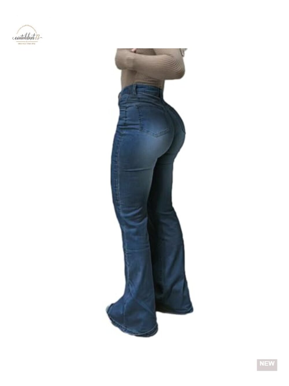 Women's High Waisted Flare Bell Bottom Stretch Denim Jeans